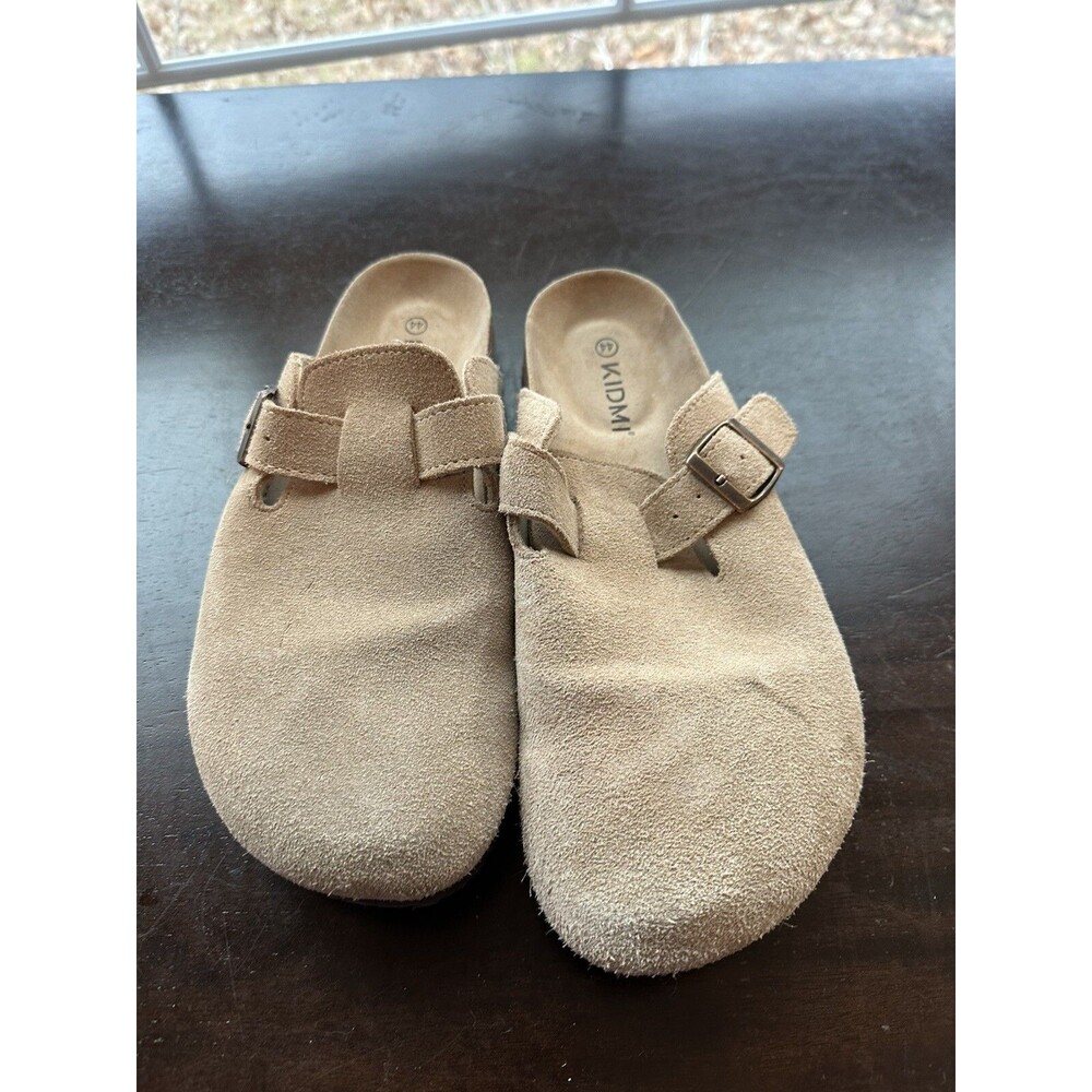 KIDMI Womens Size 44 US 13.5 Suede Clogs Potato Footbed Sandals Shoes Tan